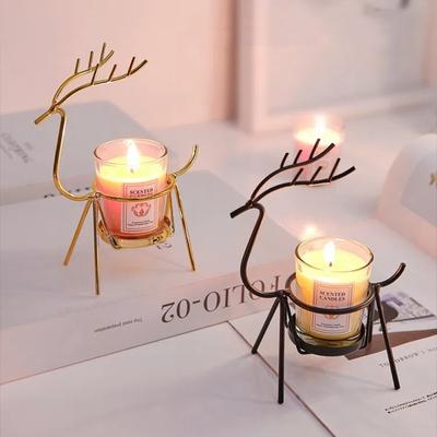 Modern Metal Reindeer Candlestick Christmas Gift Cartoon Deer Candle Holder Table Decor Iron Candle Holders Home