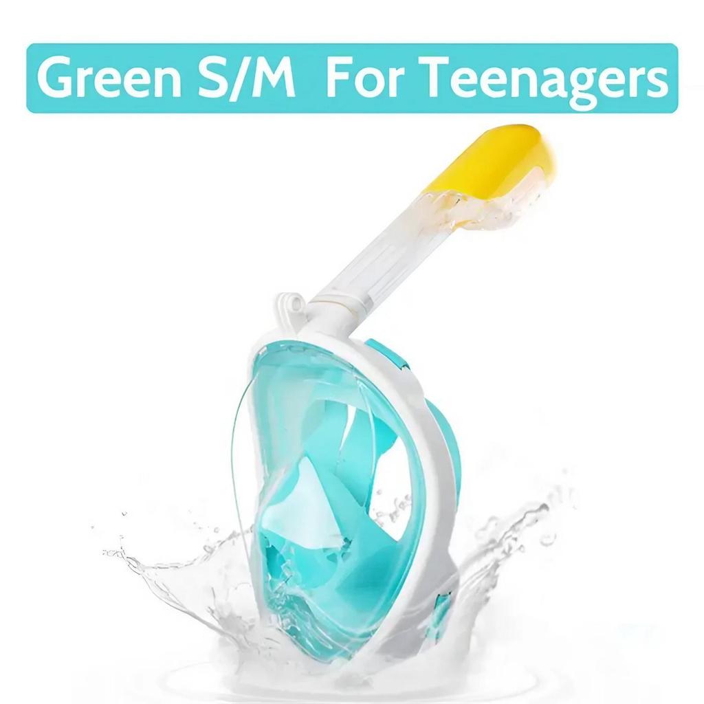 Silicone Full Face Snorkel Mask 180 Degree View Anti Fog Leak Proof Breathing Tube Camera Mount Swimming Safety Gear