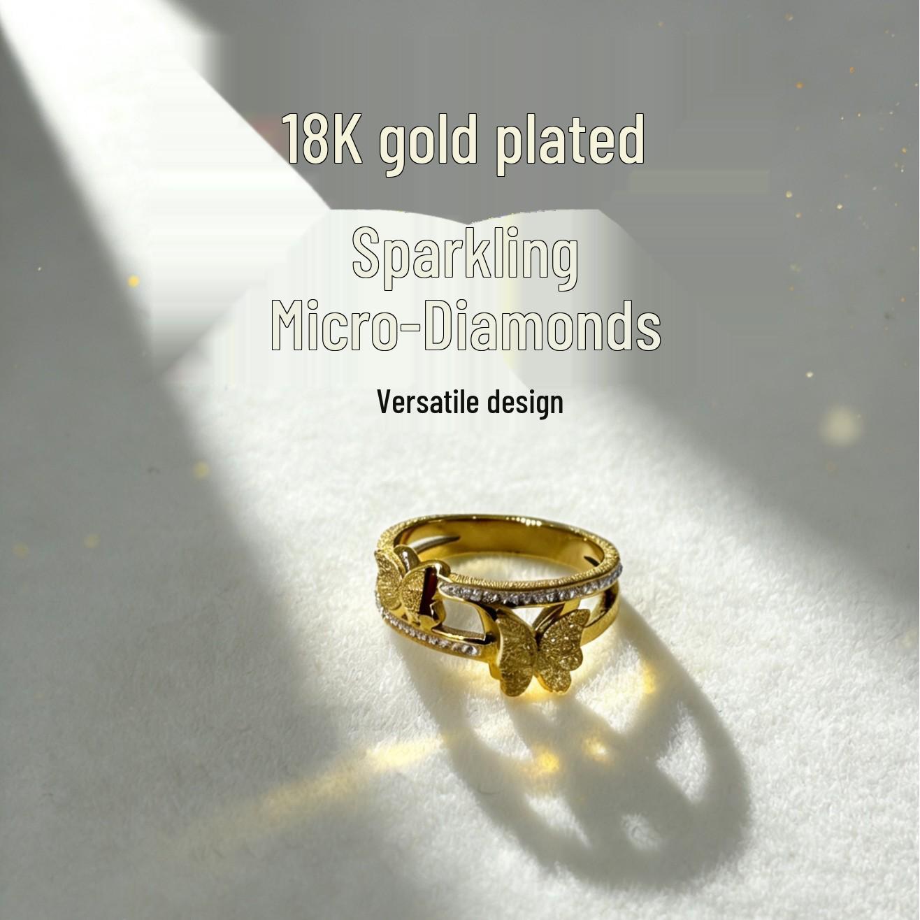 Elegant Butterfly Zircon Ring - High-End Fashion, Versatile & Romantic