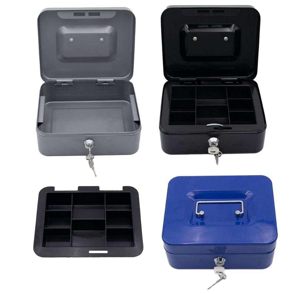 

Metal Cash Box with Coin Slot Coin Saving Box Portable Money Safe Box сірий