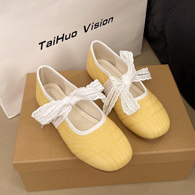 

Серебристые балетки с круглым носком, скрытой платформой, плоской подошвой, мелким вырезом, одинарные, женские, лето 2025, новые универсальные французские туфли Мэри Джейн 40 жёлтый