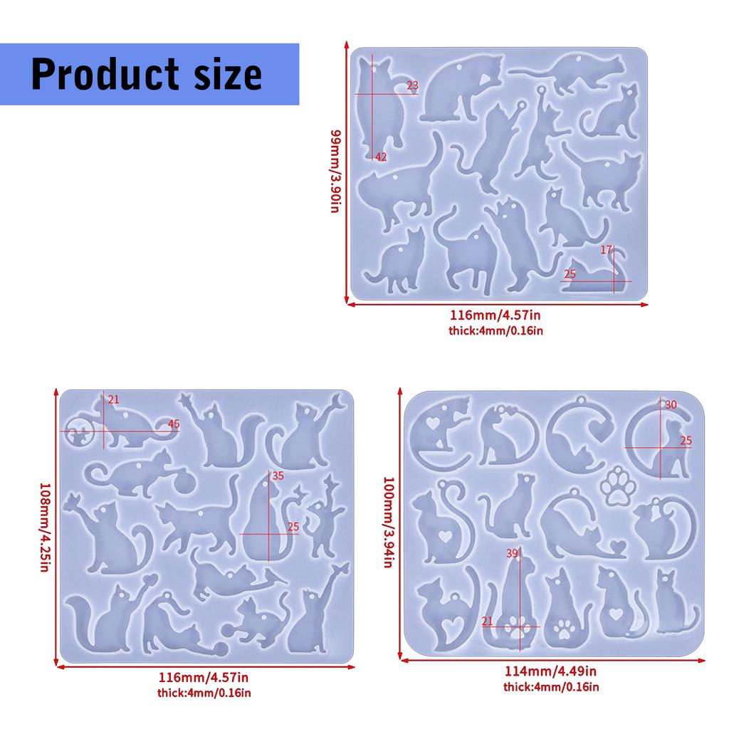 Handmade Epoxy Resin Moulds Cats Earrings Silicone Moulds Animal Molds Pendant Moulds with Hole Jewelry Making Molds