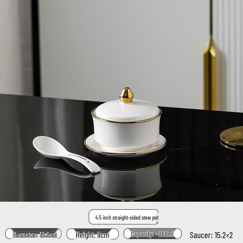 Ceramic Double Boiler Stew Cup with Plate