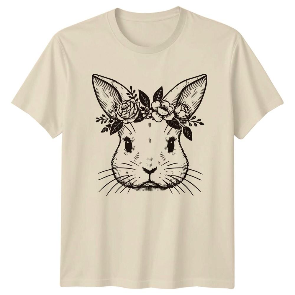 Floral Rabbit Woodland Botanical Unisexs TShirt Rabbit Design