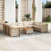 VidaXL Garden Lounge Set with Cushions 10 Pcs Beige Braided Resin 3261985