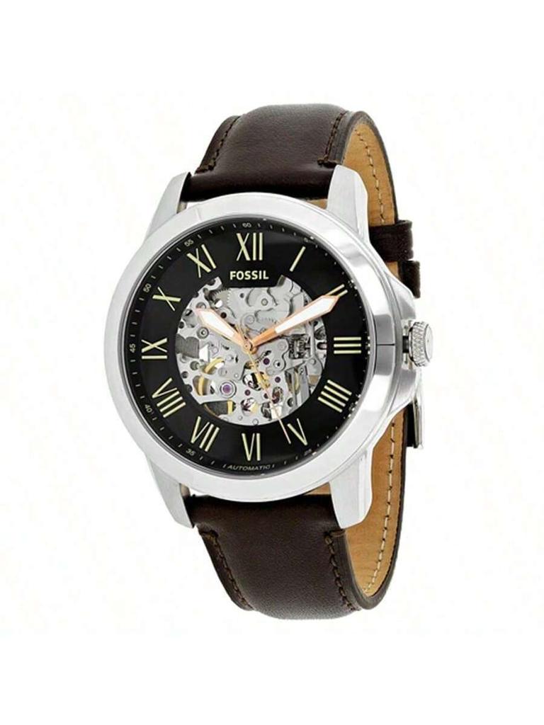 Fossil Men's Automatic Mechanical Leather 3-Hand Watch with Stainless Steel Case & Scratch-Resistant Glass ME3100