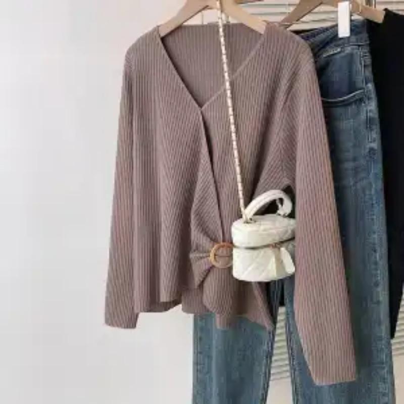 Plus Size Women V Neck Asymmetric Brushed Thermal Base Layer Top For Autumn Winter