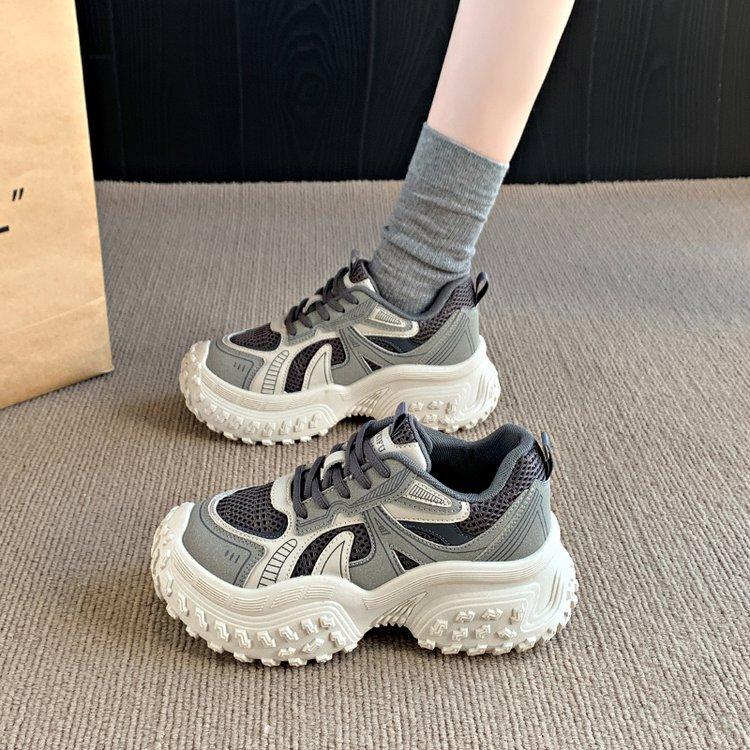 Thick-soled dad shoes women's ins tide 2025 spring new height increase and thinness breathable women's shoes versatile casual sports shoes