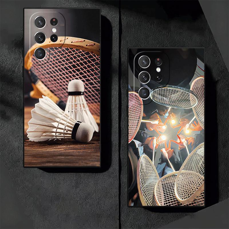 Badminton Sport Soft Phone Case for Samsung Galaxy S26 S25 Edge S24 Ultra S23 Plus S22 S21 FE S20 Black Cover Back Shell