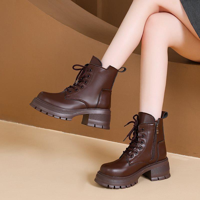 

Новая субплатформа ботинки Мартин женские универсальные 2025 локомотивные тонкие ботинки черные осенне-зимние одинарные ботинки на шнуровке короткие ботинки нет 40 темно-коричневого