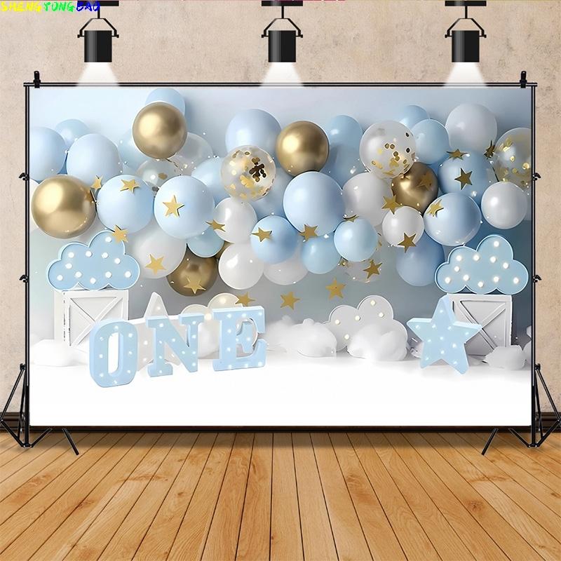 Happy Birthday Newborn Theme Photography Backdrops Prop Air Balloon Party Decorations Baby Shower Photo Studio Background BB-03
