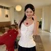 Korean White Sweet Polka Dot Ruffle Hem Sling Vest Women's Spring New Inner Sleeveless Stacked Top