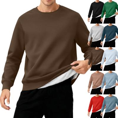 Erkek Bisiklet Yaka Polar Astarlı Kalın Düz Renk Sweatshirt