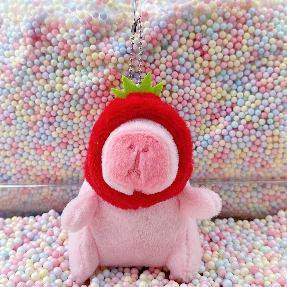 Pink Plush Capybara Doll Cute Cartoon Capybara Doll Kawaii Keychain Pendant Birthday Gift