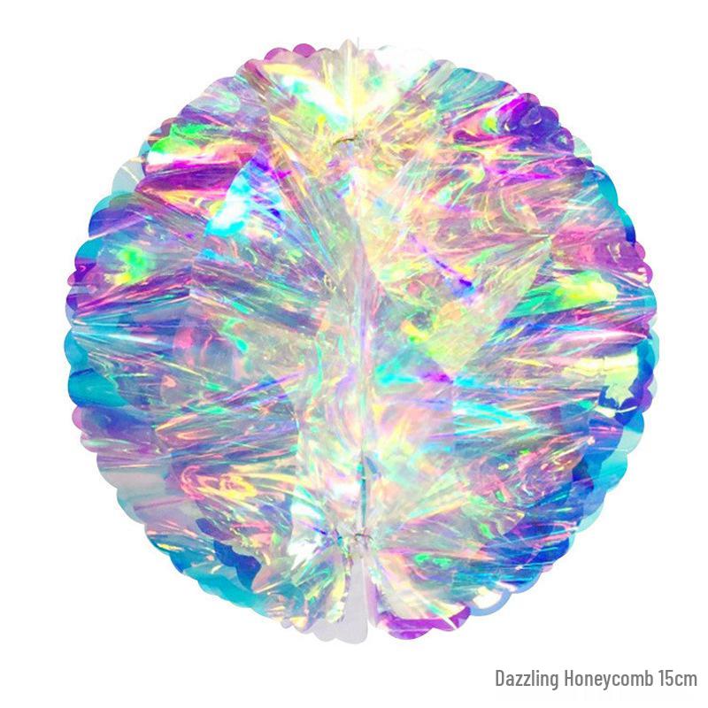 Duhaový vločkový voštinový míč - Barevná vánoční a jarní dekorační rekvizita