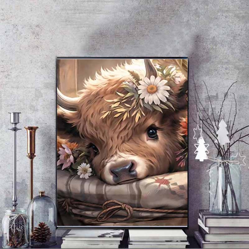 Diamond Painting Art Painting Set, Cow 5D Rhinestone Cross Stitch Painting Decoration, Home Decoration Wall Mural