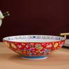 Gold Stroke 8 Inches Large Soup Bowls Salad Bowl Ceramic Plate Palace Style Restaurant Home Ten Thousand Flower Enamel Tableware