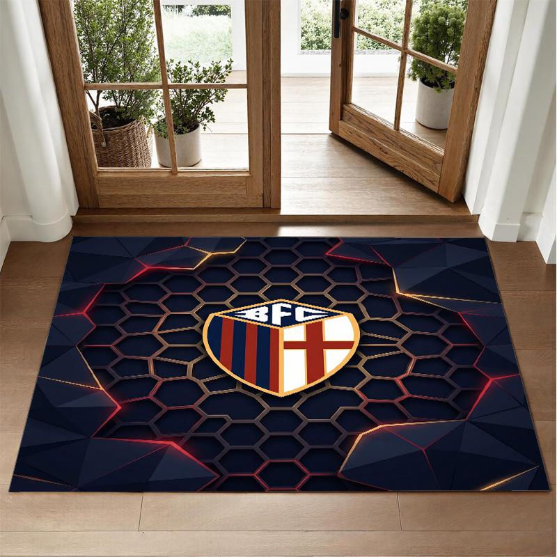 Bologna FC Design Crystal Velvet Rug Soft Decorative Mat for Bedroom Entrance