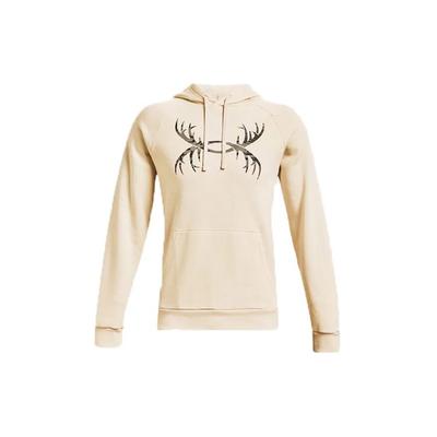 Under Armour Sudadera con capucha de forro polar Rival Antler con logo de manga larga para hombre, tops blanco roto 1365679-110