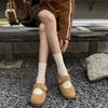 Wool Version~ Ugly Cute Mary Jane Shoes Women's Velcro Mao Mao Shoes 2025 New Winter Velvet and Cotton Shoes Thick Single Shoes