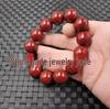 Bracciale Unisex con Perle da 10mm in Giada Cinabro e Sabbia Oro Viola, Colore Rosso Sangue di Gallina.