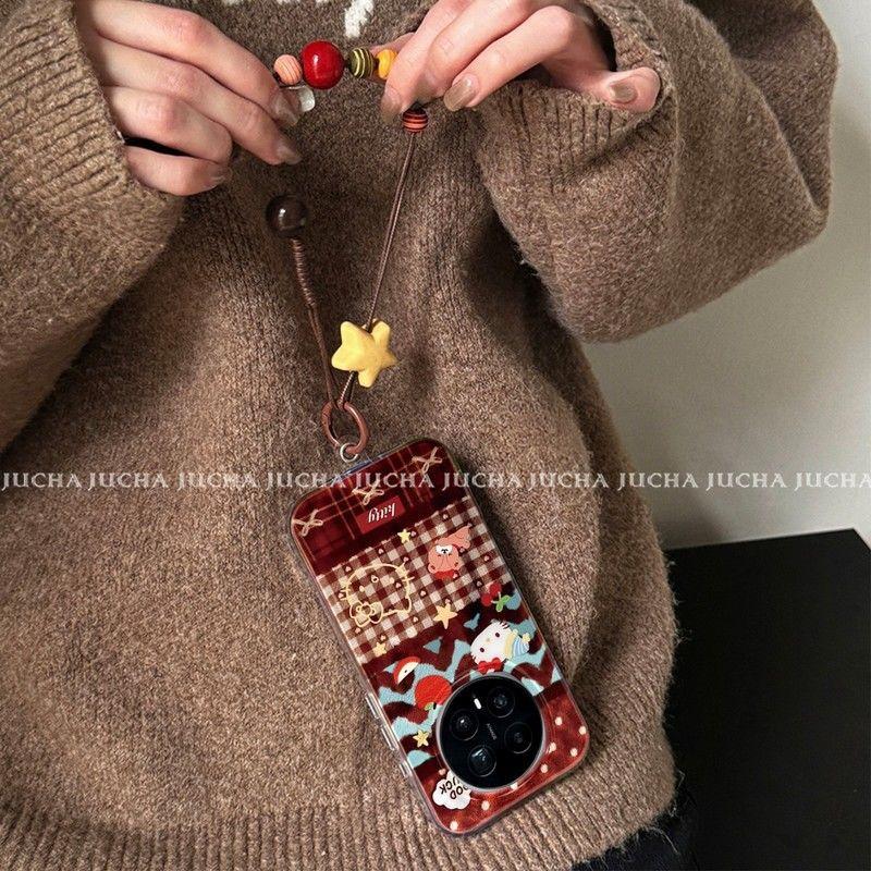 Applicable to Honor magic8pro mobile phone case ins wind cold honormagic7 atmosphere kitty cat splicing plaid