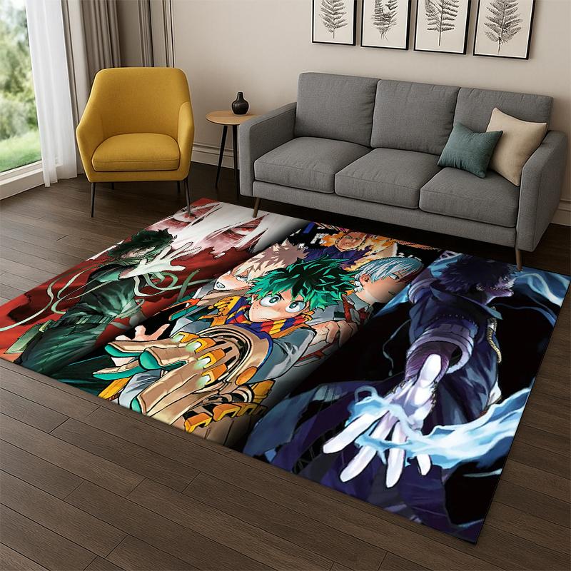 My Hero Academia Deku Bakugou Alfombra de Dibujos Animados Anime para Dormitorio Sala de Estar Sofá Felpudo Decoración del Hogar, Alfombra para Zona Infantil Antideslizante