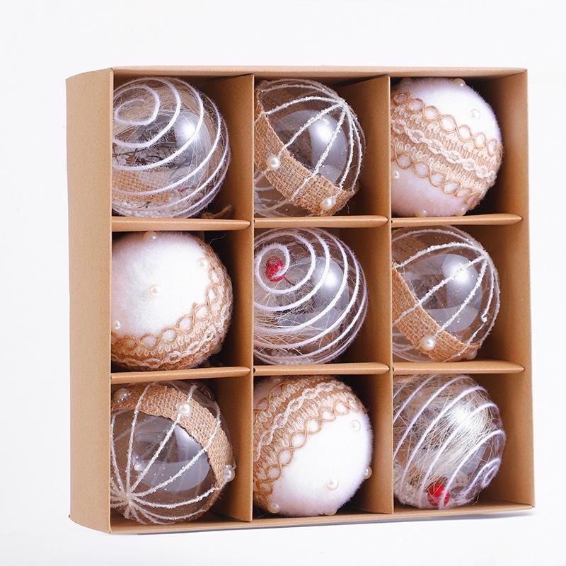 Christmas Decorations Christmas Ball Champagne Color Pendant 8cm Ball Gift Box Window Scene Layout Party Supplies
