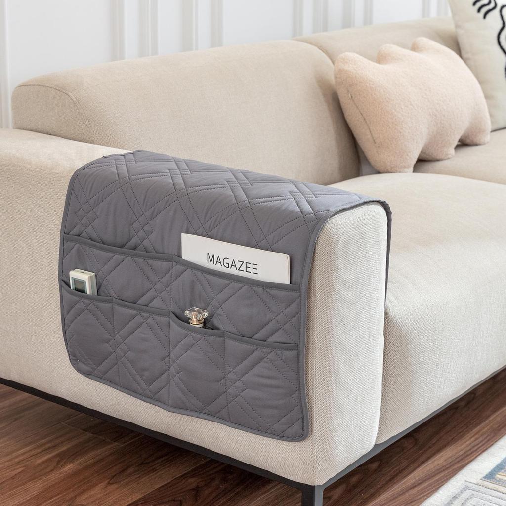 Multifunctional Sofa Armrest Organizer with Storage Pockets for Magazines and Remotes