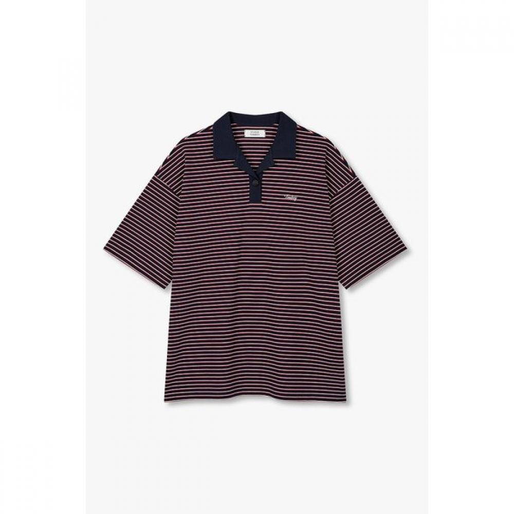STudio Tomboy STripe Oversized Collar T shirT  9176222997 navy/OS