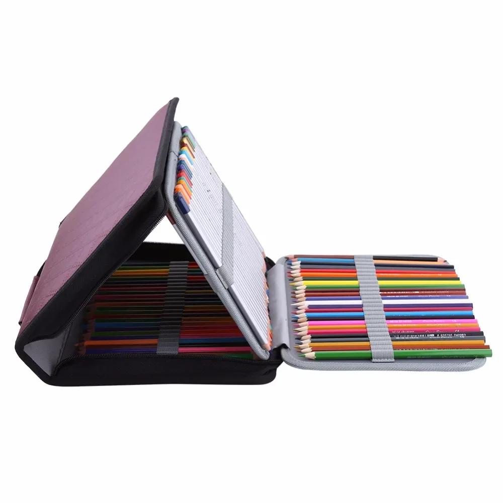 150 Slots PU Leather School Pencil Case Large Capacity Colored Pencil Bag Box Organizer Zipper Pen Pencil Bag For Art Supplies