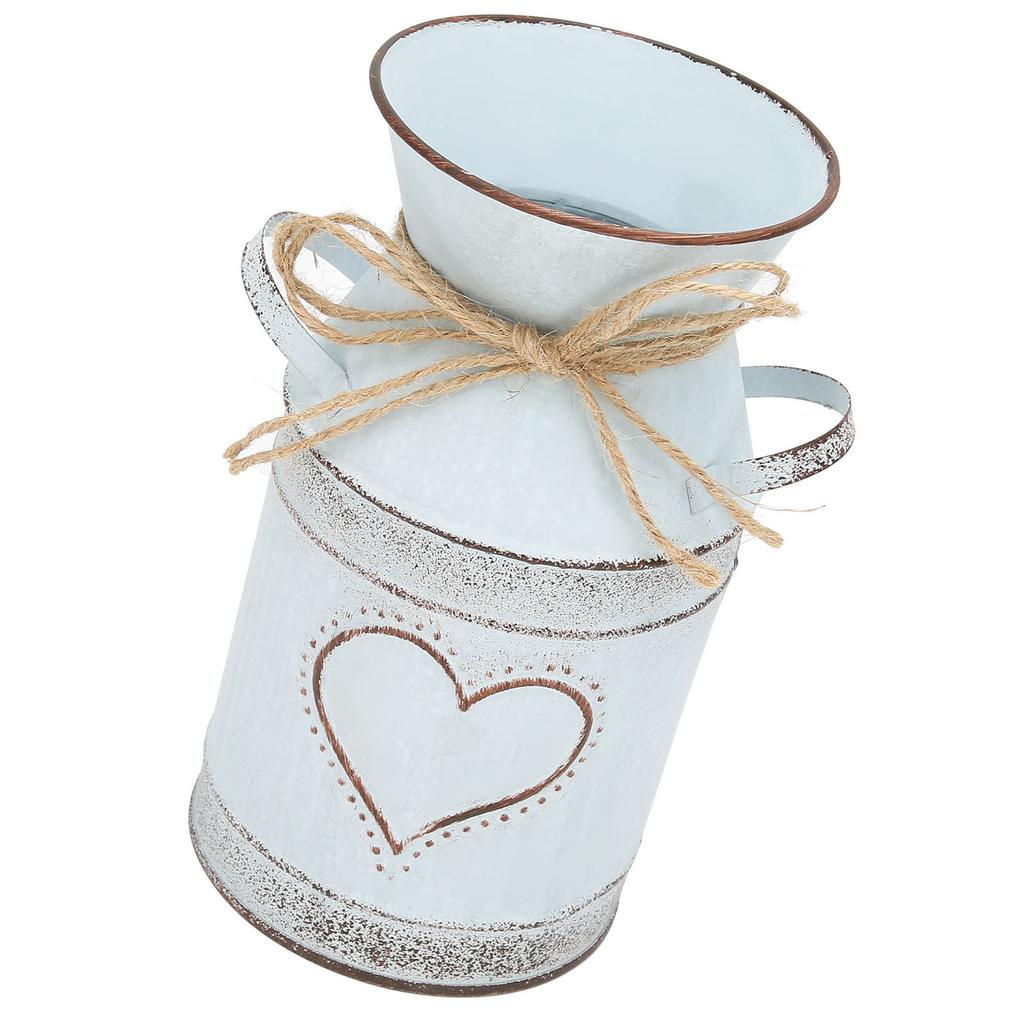 Vase Unique Heartshaped and Rope Design Galvanized Iron Vase for Indoor Outdoor Home Office