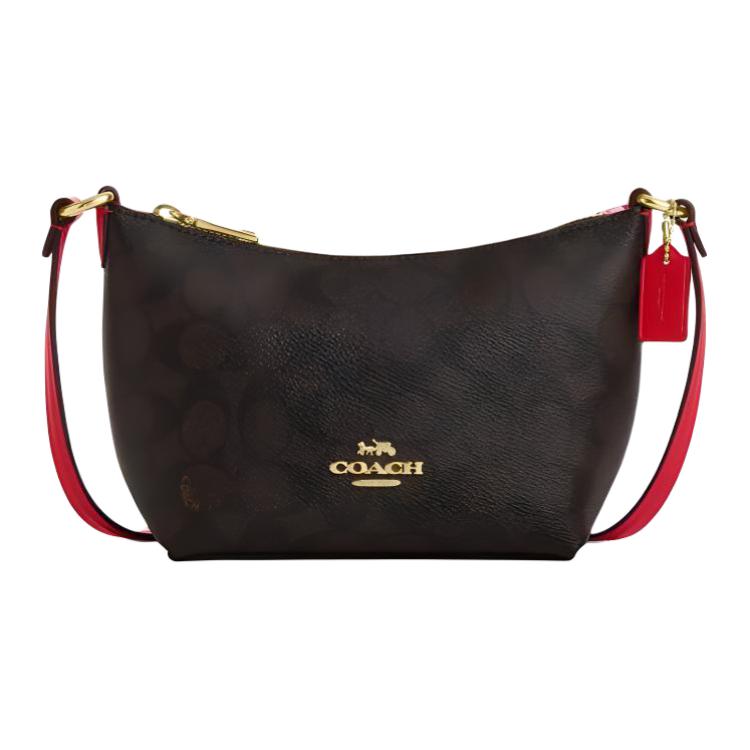 

Coach Zip Top Crossbody 15 With Metal Hardware Logo Coated Canvas Mini Shoulder Bag Women crossbody bag Walnut CX604-IMXDO Basic Set (Bag+Dust Bag)