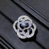 CopperFlower Shaped Cubic Zirconia Rings for Women Sparkling Accessories Wedding Engagement Party Jewelry Gifts