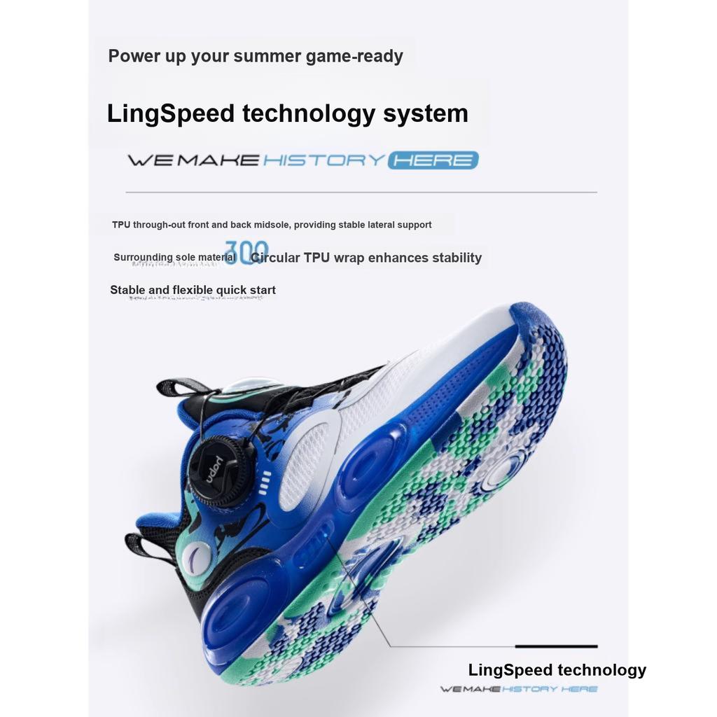 Anta Comfortable Simple Shock Absorbing Wear Resistant Low Top Kids Basketball Shoes Kids Basketball Shoes White Blue Black 312429952-2