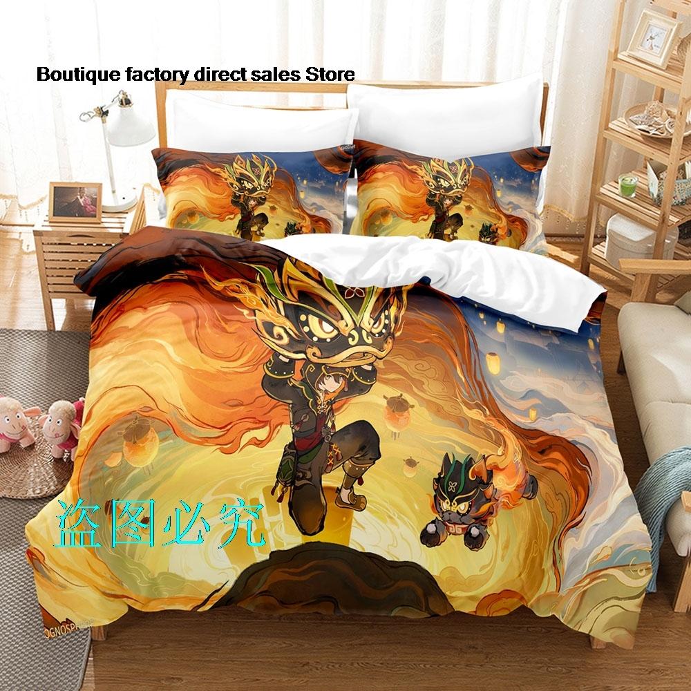 

Comforter Genshin Impact Bedding Set Single Twin Full Queen King Size Bed Set Kids Bedroom Duvet Sets Bed Genshin Impact Comforter (quilt)-EU Single(135*200cm)3pcs