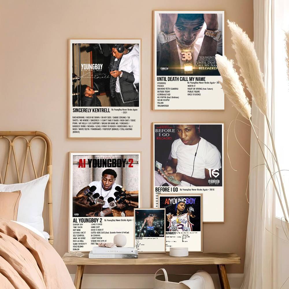 Never Broke Again AI YoungBoy 2 Rapové hudobné album Obal Biely papierový plagát Vodotesná papierová nálepka Kaviareň Bar Maľba na stenu