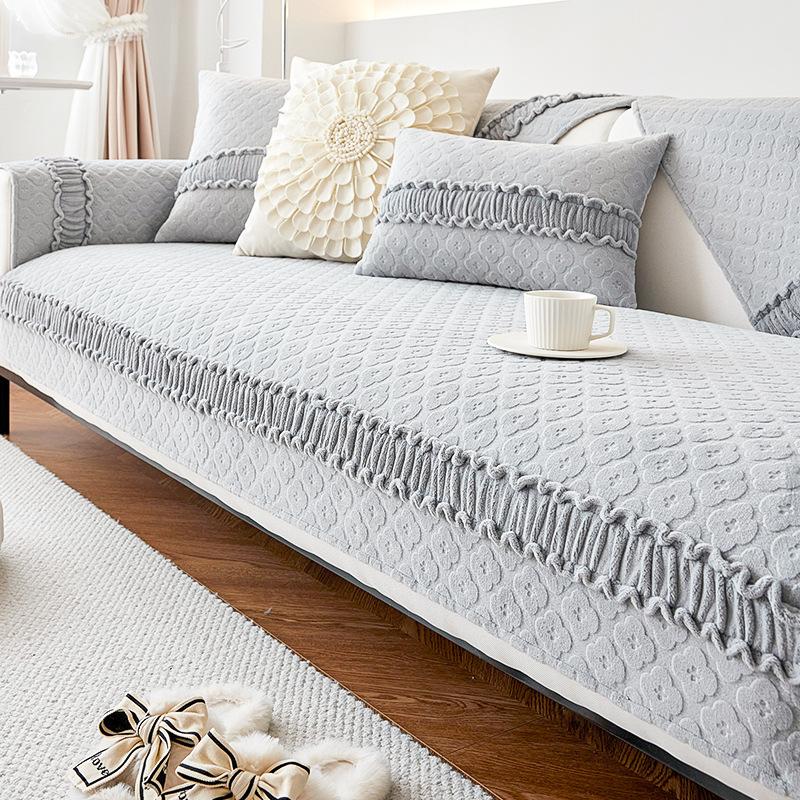 Autumn and Winter New Milk Fiber Sofa Cushion Nordic High-Grade Sofa Seat Cushion Non-Slip Universal Cover Towel Cover
