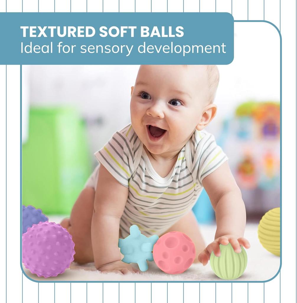 6PCS Textured Balls for Baby Sensory Play 6-12 Months, Activity Multi Soft Ball, Montessori Shower Toys for Toddlers 1-3 Years