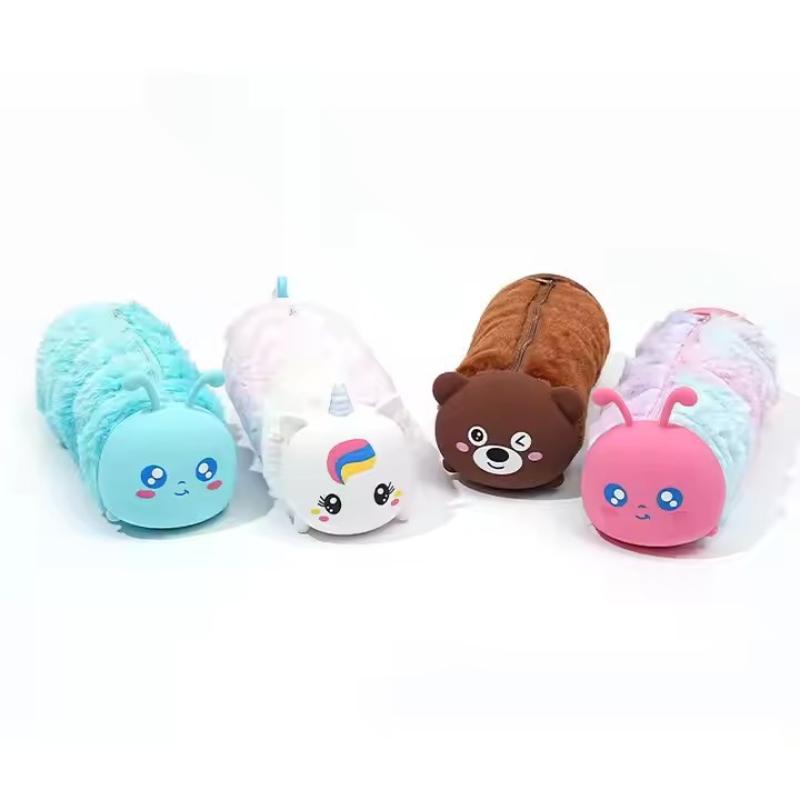 Cute Cartoon Plush Pencil Case Multi-Function Storage Large-Capacity Stationery Box Cosmetic Bag