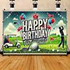 Sfondo Compleanno Campo da Golf Vintage 2D Tessuto di Sfondo Decorazione Festa Uomini Sportivi
