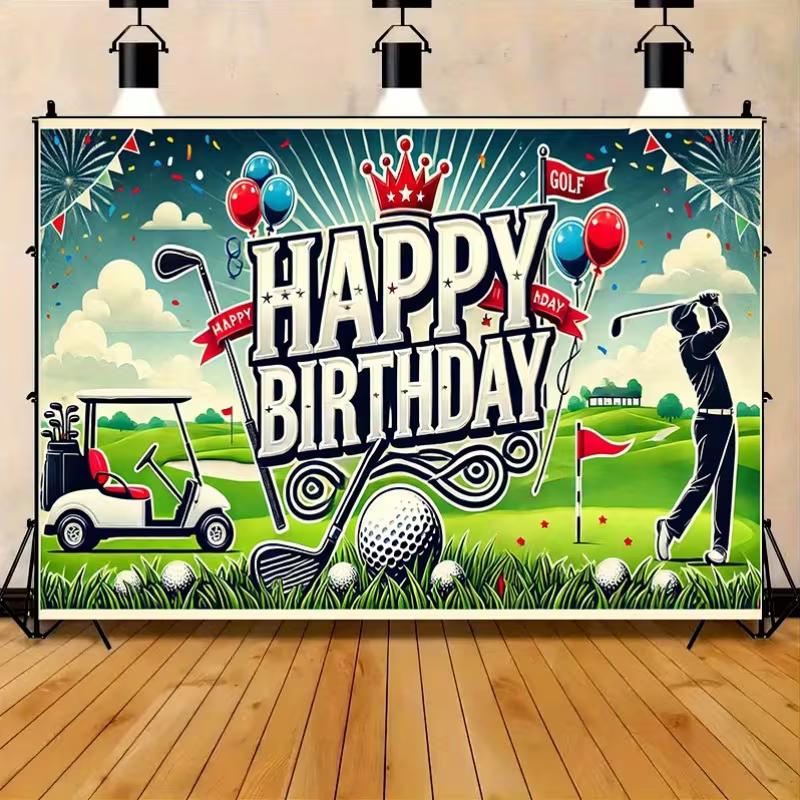 Sfondo Compleanno Campo da Golf Vintage 2D Tessuto di Sfondo Decorazione Festa Uomini Sportivi