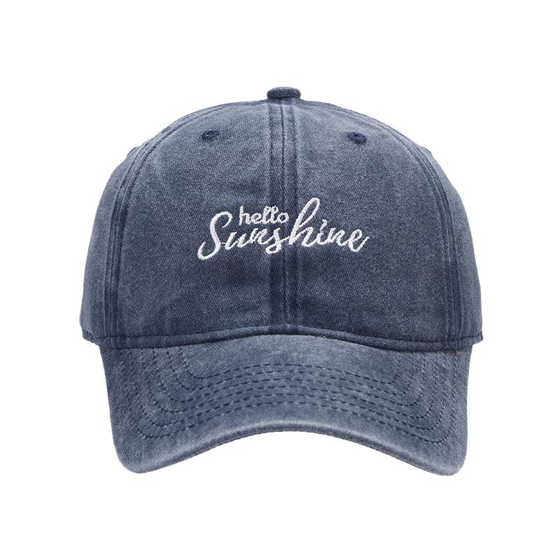 Spring new British retro letter embroidered baseball cap trendy men and women casual washed old soft top cap