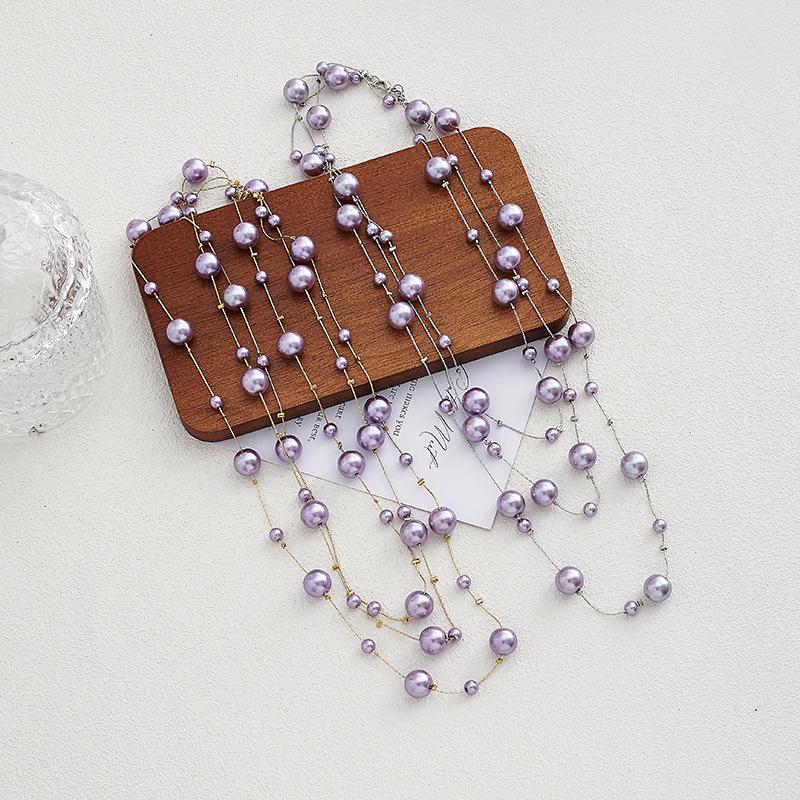 Collar Largo Multicolor de Perlas de 170cm Cadena para Suéter (NL012)