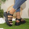 Fashion shoes for women Summer Breathable Shoes  Fur Straps Casual Thick Sole Shoe  Cool Thick High Heels Soft Sole Sandals women shoes