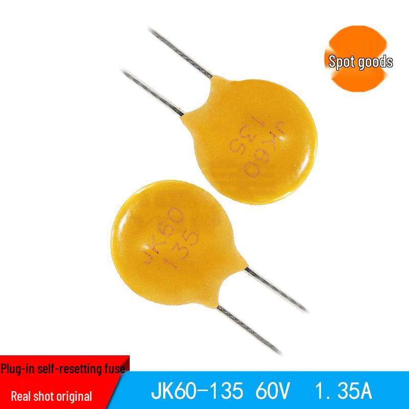 JK60-135 PTC Self-Healing Fuse, 1.35mA, 60V, Plug-in, In Stock.