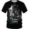 Men's Summer 3D T-shirt Fashionable Casual Loose Pattern Skull Print Round Neck Short Sleeved T-shirt Top S- 6XL