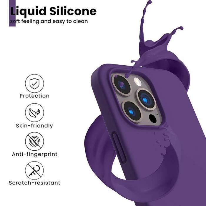Coque de protection - E.F.CONNECTION - pour iPhone 14 Pro - TPU souple - Violet - Verres trempés inclus