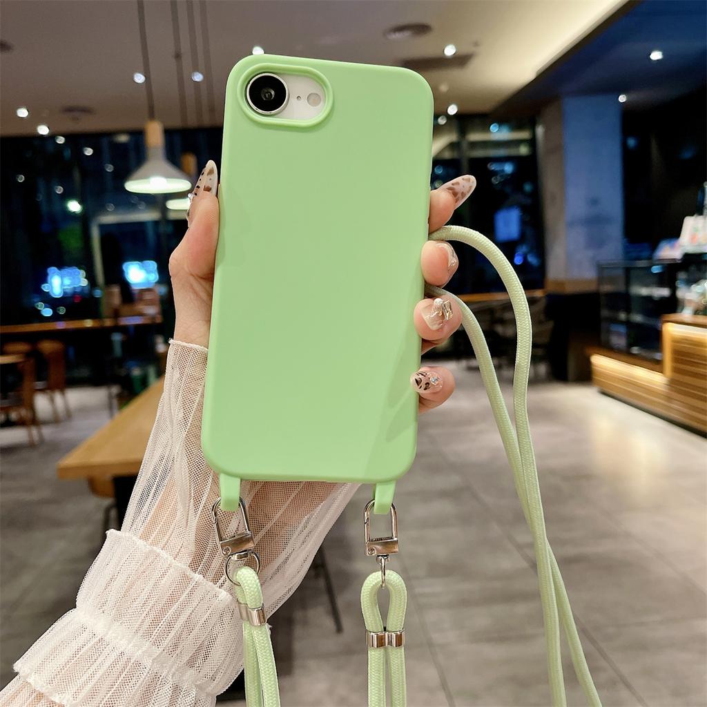 Crossbody Lanyard Candy Color Phone Case for Iphone 17 Air 16 Plus 16E 15 14 13 12 11 Pro Max Silicone Soft TPU Back Cover