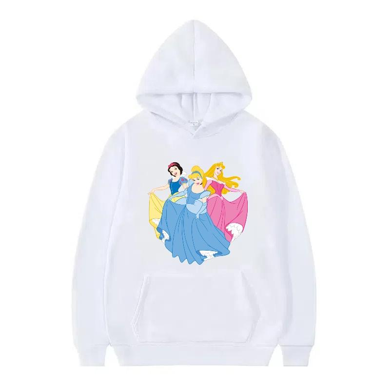 Disney Princess Pattern Woman Fashion Sporty Loose Black Spring Tops Clothes Pullovers Ladies Cheap Y2k Hoodies Men Sweatshirts